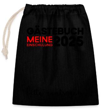Livre d’or Inscription à l’école 2025 Jeunes filles Écolier - Sac cadeau en coton avec cordon (25 x 30 cm) - noir - Devant