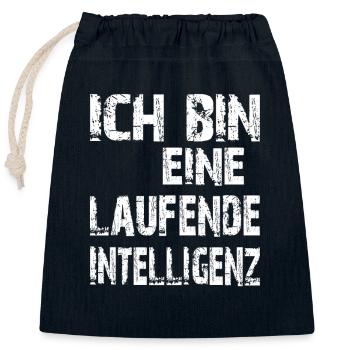 KI Spruch Ich bin eine laufende Intelligenz - Verschließbarer Geschenkbeutel aus Baumwolle (25x30cm) - Navy - Vorne