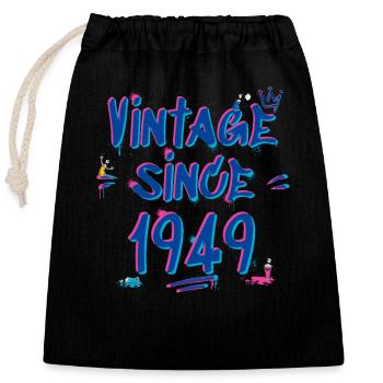 Vintage 1949 Graffiti Glitch - 76 Years of - Closable cotton gift bag (25x30cm) - black - Front