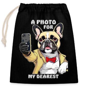 HUND SMARTPHONE A PHOTO FOR MY DEAREST - Verschließbarer Geschenkbeutel aus Baumwolle (25x30cm) - Schwarz - Vorne
