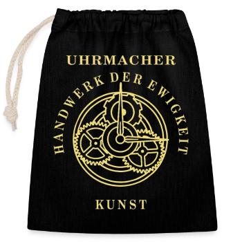 UHRMACHER HANDWERK DER EWIGKEIT - Verschließbarer Geschenkbeutel aus Baumwolle (25x30cm) - Schwarz - Vorne