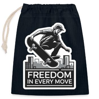 SKATEBOARD - Closable cotton gift bag (25x30cm) - navy - Front