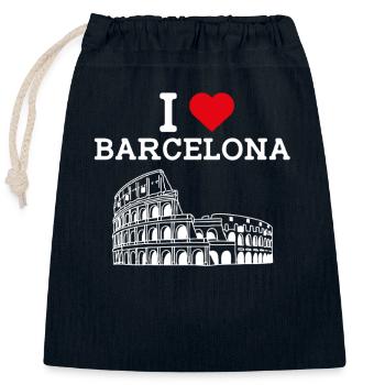 I Love Barcelona Cool Heart Flag Colosseum Spain - Closable cotton gift bag (25x30cm) - navy - Front