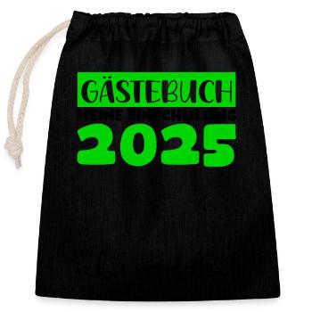 Livre d’or Inscription à l’école 2025 Jeunes filles Écolier - Sac cadeau en coton avec cordon (25 x 30 cm) - noir - Devant