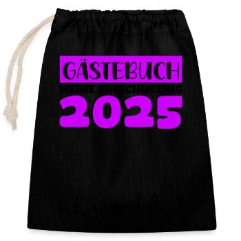 Livre d’or Inscription à l’école 2025 Jeunes filles Écolier - Sac cadeau en coton avec cordon (25 x 30 cm) - noir - Devant
