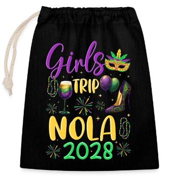Voyage entre filles NOLA 2028 - Sac cadeau en coton avec cordon (25 x 30 cm) - noir - Devant