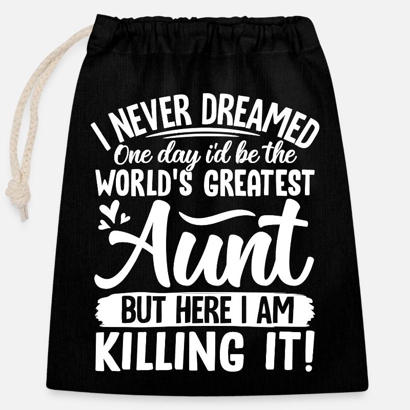 Meilleure tante de tous les temps - Sac cadeau en coton avec cordon (25 x 30 cm) - noir