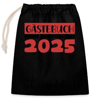 Livre d’or Inscription à l’école 2025 Jeunes filles Écolier - Sac cadeau en coton avec cordon (25 x 30 cm) - noir - Devant