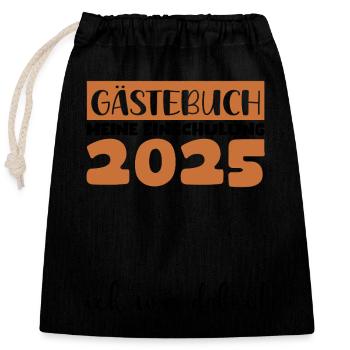 Livre d’or Inscription à l’école 2025 Jeunes filles Écolier - Sac cadeau en coton avec cordon (25 x 30 cm) - noir - Devant