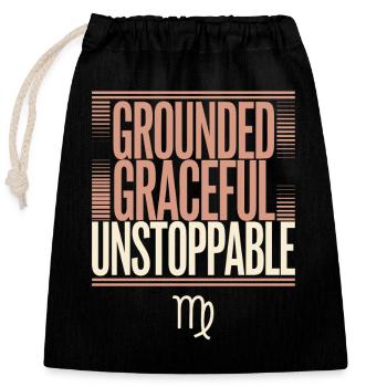 Virgo Zodiac Sign: Grounded, Graceful, - Closable cotton gift bag (25x30cm) - black - Front