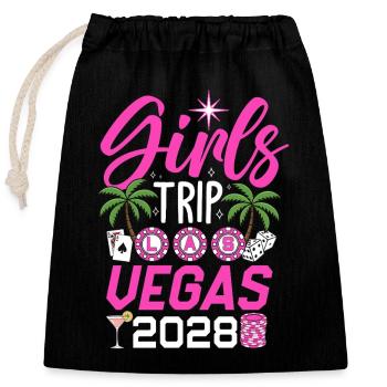 Girls Trip Las Vegas 2028 - Verschließbarer Geschenkbeutel aus Baumwolle (25x30cm) - Schwarz - Vorne