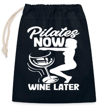 Pilates Jetzt Wein Später Spaßig Workout - Verschließbarer Geschenkbeutel aus Baumwolle (25x30cm) - Navy - Vorne