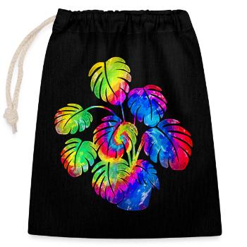 Plant Lover Gardening Tie Dye - Closable cotton gift bag (25x30cm) - black - Front