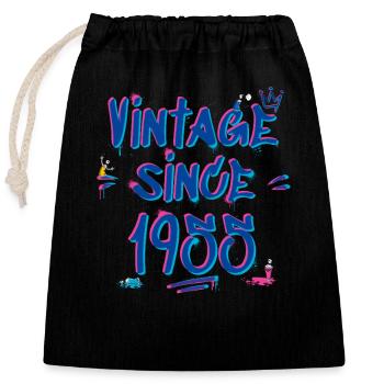 Vintage Since 1955 Graffiti Glitch 70ème anniversaire - Sac cadeau en coton avec cordon (25 x 30 cm) - noir - Devant