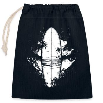 Surfboard Sketch - Closable cotton gift bag (25x30cm) - navy - Front