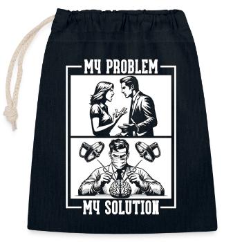 Neurochirurgien Mon problème Ma solution Pictogramme Papa - Sac cadeau en coton avec cordon (25 x 30 cm) - bleu marine - Devant