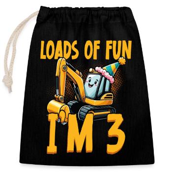 Beaucoup de plaisir J’ai 3 ans Bagger Anniversaire - Sac cadeau en coton avec cordon (25 x 30 cm) - noir - Devant