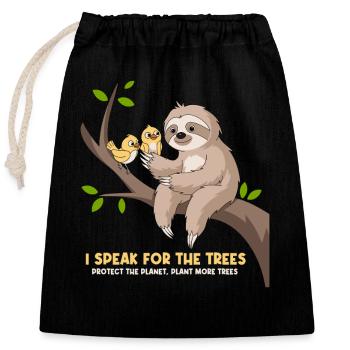 Je parle pour les arbres : militant écologiste - Sac cadeau en coton avec cordon (25 x 30 cm) - noir - Devant