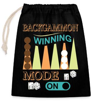 Backgammon Spiel - Verschließbarer Geschenkbeutel aus Baumwolle (25x30cm) - Schwarz - Vorne
