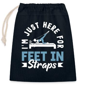 Pilates: Just Here For Feet In Straps - Closable cotton gift bag (25x30cm) - navy - Front