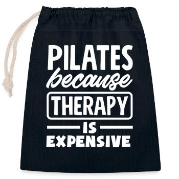 Pilates because therapy is expensive - Closable cotton gift bag (25x30cm) - navy - Front