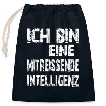 L’IA dit : Je suis une intelligence stimulante - Sac cadeau en coton avec cordon (25 x 30 cm) - bleu marine - Devant