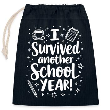 I Survived Another School Year – Lehrer Schüler - Verschließbarer Geschenkbeutel aus Baumwolle (25x30cm) - Navy - Vorne