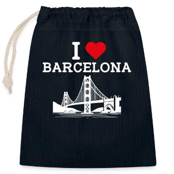 I Love Barcelona Cool Heart Flag Golden Gate Lover - Closable cotton gift bag (25x30cm) - navy - Front