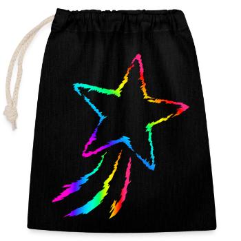 Shooting star - Closable cotton gift bag (25x30cm) - black - Front