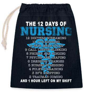 Nurse 12 Days Of Nursing - Closable cotton gift bag (25x30cm) - navy - Front