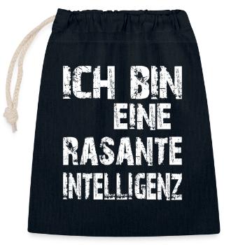 KI Spruch Ich bin eine rasante Intelligenz - Verschließbarer Geschenkbeutel aus Baumwolle (25x30cm) - Navy - Vorne