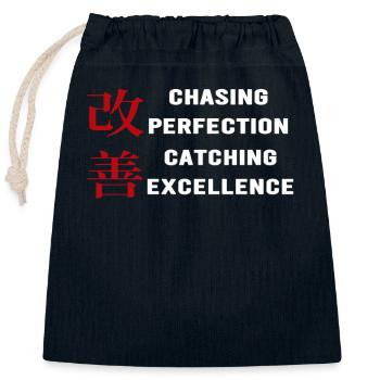 Kaizen Mindset Chasing Perfection - Closable cotton gift bag (25x30cm) - navy - Front