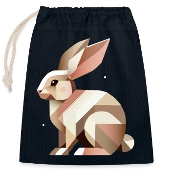 Charming Geometry – The Abstract Rabbit - Closable cotton gift bag (25x30cm) - navy - Front