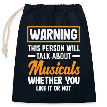 Attention Musical Lover Avertissement - Sac cadeau en coton avec cordon (25 x 30 cm) - bleu marine - Devant
