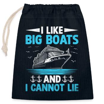 J’aime les gros bateaux et je ne peux pas mentir Pédalo - Sac cadeau en coton avec cordon (25 x 30 cm) - bleu marine - Devant
