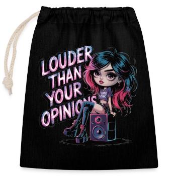 Plus fort que votre opinion – Déclaration punk et gothique - Sac cadeau en coton avec cordon (25 x 30 cm) - noir - Devant