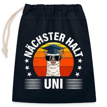 Abitur NÄCHSTER HALT UNI Abiturienten Lustiges - Verschließbarer Geschenkbeutel aus Baumwolle (25x30cm) - Navy - Vorne