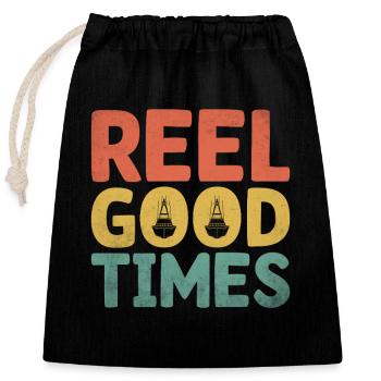 Reel Good Times Paddelboot - Verschließbarer Geschenkbeutel aus Baumwolle (25x30cm) - Schwarz - Vorne