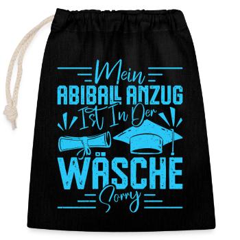 Abitur MEIN ABIBALL ANZUG IST IN DER WÄSCHE Lustig - Verschließbarer Geschenkbeutel aus Baumwolle (25x30cm) - Schwarz - Vorne