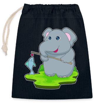 Elefant Angler Fisch Angeln - Verschließbarer Geschenkbeutel aus Baumwolle (25x30cm) - Navy - Vorne