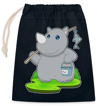 Nashorn Angler Fisch Angeln - Verschließbarer Geschenkbeutel aus Baumwolle (25x30cm) - Navy - Vorne