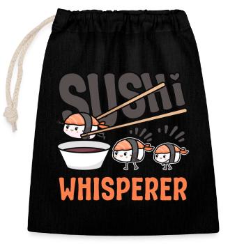 Japanese Food Lover Sushi Whisperer Sushi - Closable cotton gift bag (25x30cm) - black - Front