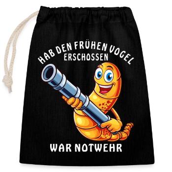 SHOT THE EARLY BIRD SELF-DEFENSE - Closable cotton gift bag (25x30cm) - black - Front