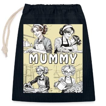 FEMME MÉNAGE MAMAN - Sac cadeau en coton avec cordon (25 x 30 cm) - bleu marine - Devant