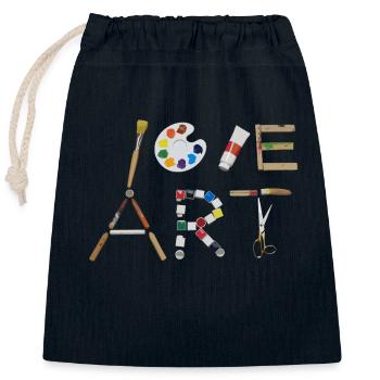 I Love Art Creative Tool Motif - Closable cotton gift bag (25x30cm) - navy - Front