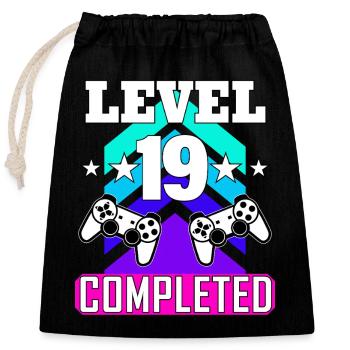 19 Birthday - Closable cotton gift bag (25x30cm) - black - Front
