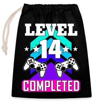 14 Anniversaire - Sac cadeau en coton avec cordon (25 x 30 cm) - noir - Devant