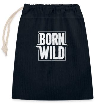 Born Wild - Closable cotton gift bag (25x30cm) - navy - Front