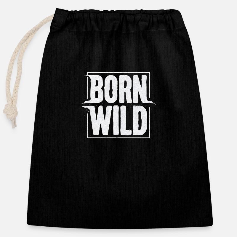 Né sauvage - Sac cadeau en coton avec cordon (25 x 30 cm) - noir