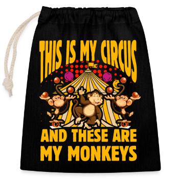 This is my Circus and these are my Monkeys - Closable cotton gift bag (25x30cm) - black - Front